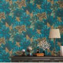 As Creation|Wallpaper large tropical leaves turquoise and blue|Wallpaper