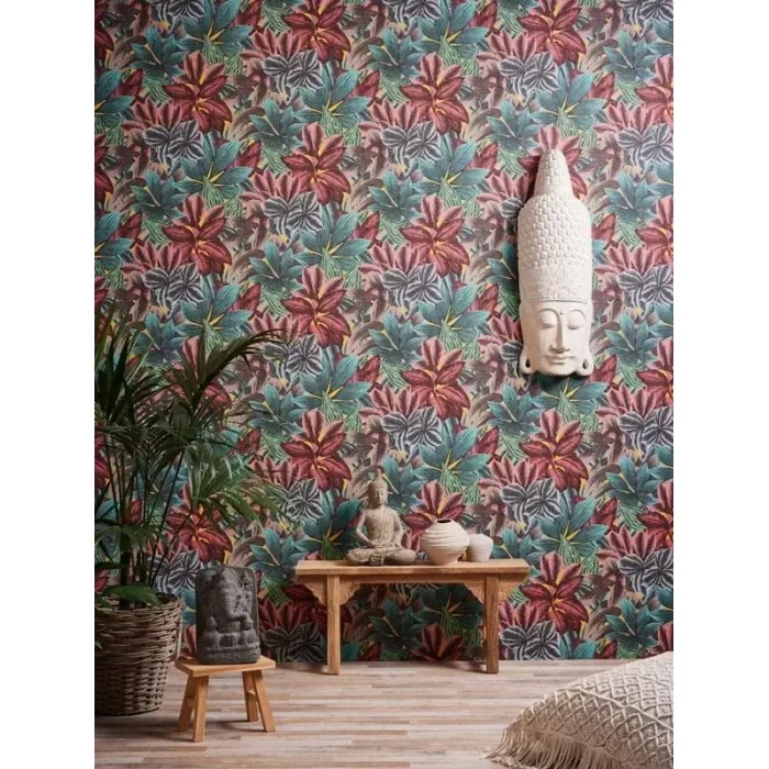 As Creation|Papier Peint grandes feuilles style tropical multicolore|Papier Peint
