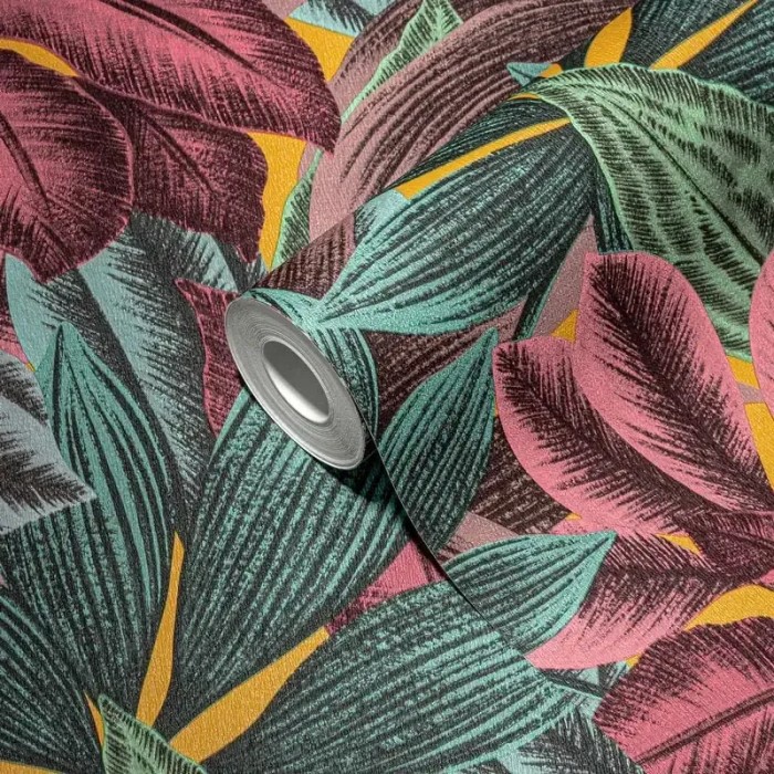As Creation|Wallpaper large tropical style multicolor leaves|Wallpaper