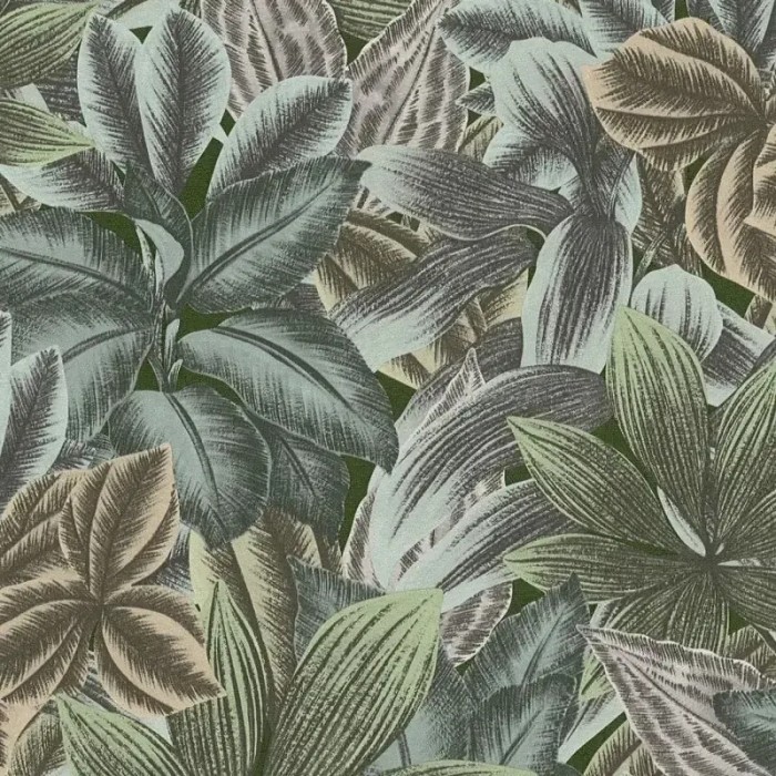 As Creation|Papel pintado flores exóticas tropical tonos verdes|Papel Pintado