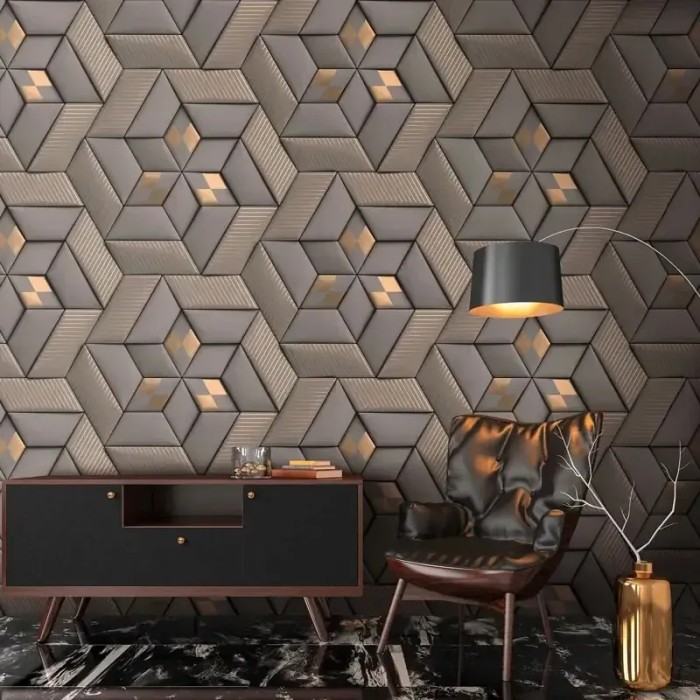 As Creation|3D wallpaper in modern style, taupe gray and bronze|Rhombus