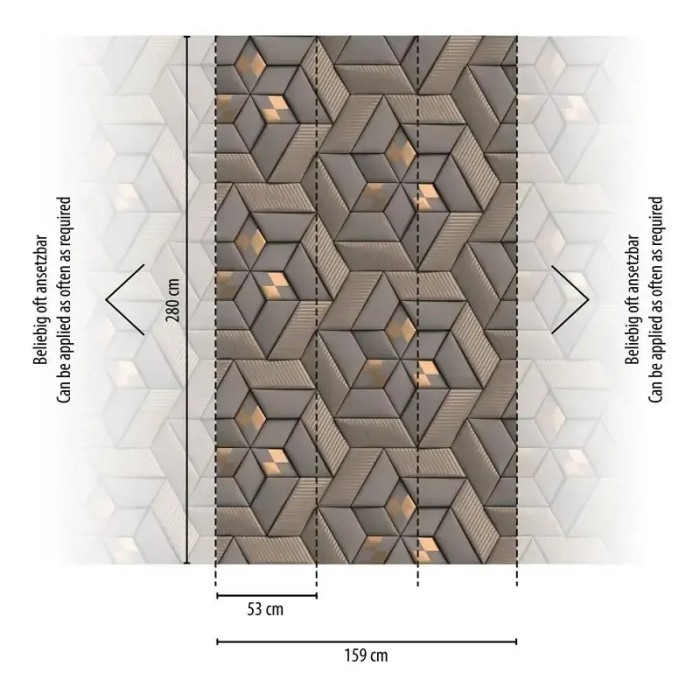 As Creation|3D wallpaper in modern style, taupe gray and bronze|Rhombus