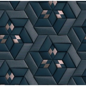 Casadeco|Elegant floral wallpaper enhanced with shiny blue and green touch|Modern