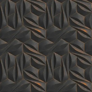 Papeldecor|Papier peint péventails originaux de style Art Déco avec un fond marron et des détails métallisés|Papier Peint