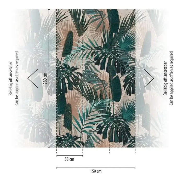 As Creation|Papier peint panoramique tropical feuilles de palmier et monstera|Panoramiques