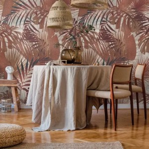 Casamance|Mural pared paisaje montañoso arte asiático marrón beige|Murales de Pared
