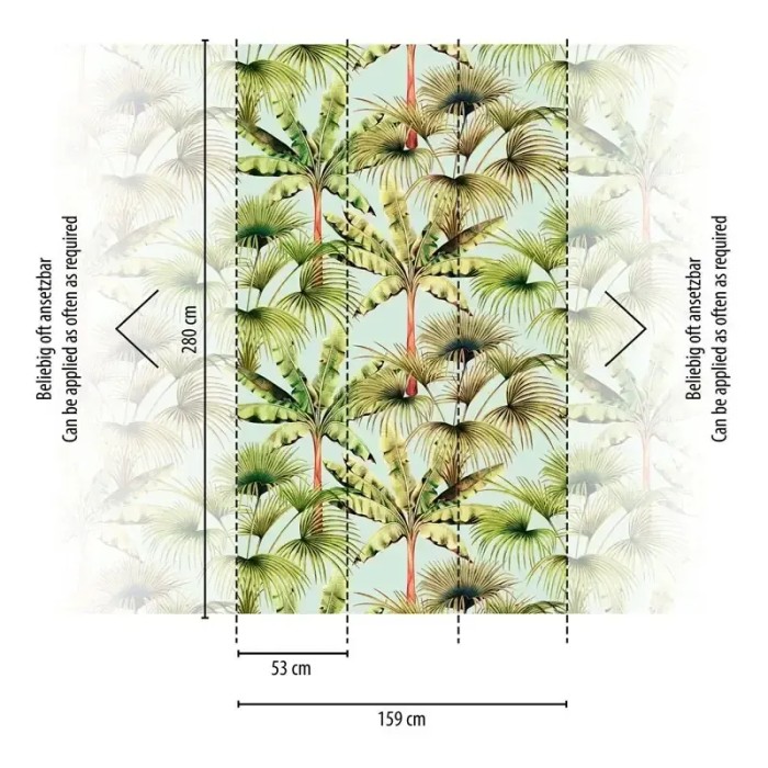 As Creation|Papier Peint palmiers exotiques tropicaux verts|Papier Peint
