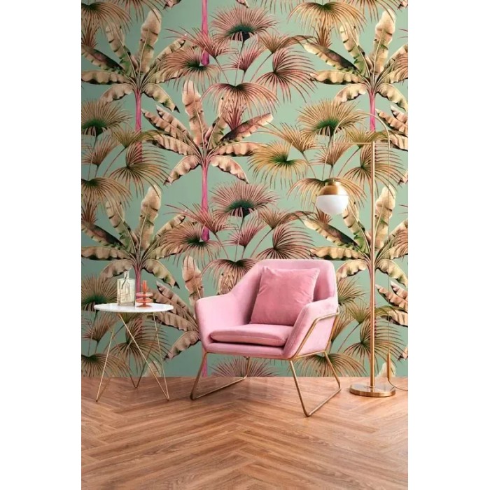 As Creation|Papel pintado palmeras y bananos tropical verde y beige|Papel Pintado