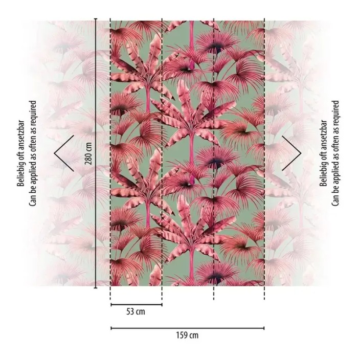 As Creation|Papier Peint palmiers style tropical vert et rose|Papier Peint