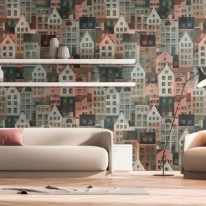 Eijffinger|Modern geometric style white-beige interlaced shapes wallpaper|Wallpaper 2