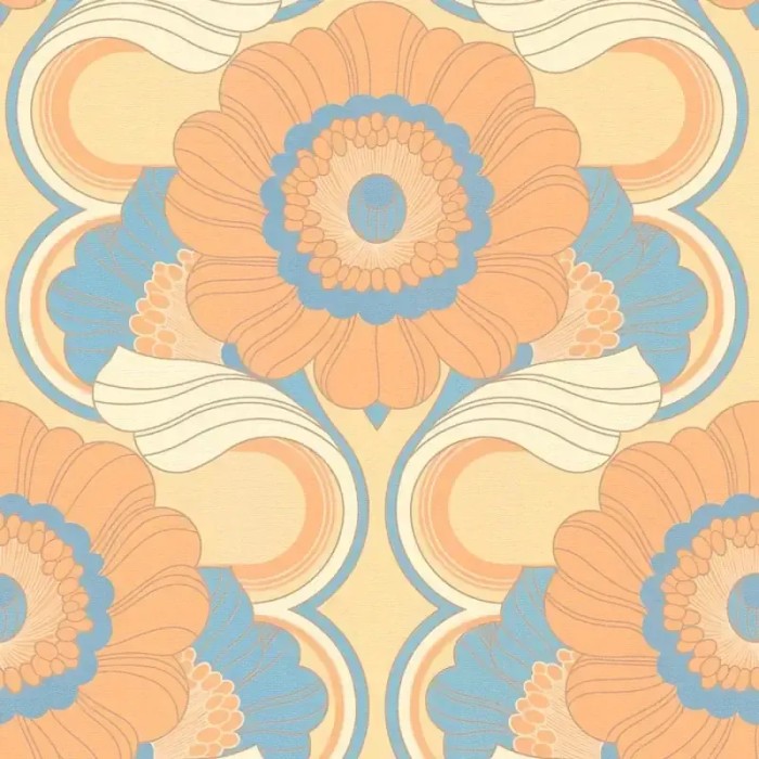As Creation|Papel pintado floral estilo retro naranja|Retro