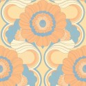 As Creation|Papier Peint floral style rétro orange|Rétro