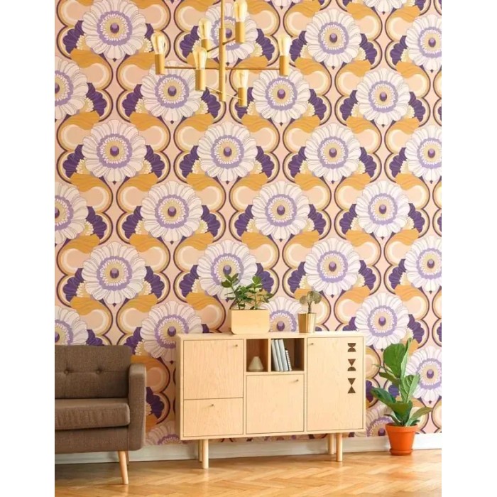 As Creation|Papel pintado floral estilo retro rosa, violeta|Retro