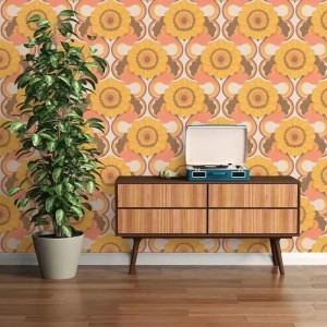 As Creation|Wallpaper floral hippie retro pink, white|Retro 2