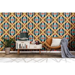 As Creation|Tapete psychedelische Rauten derer Jahre beige|Retro 2