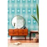 As Creation|Papel pintado rombos psicodélicos estilo retro turquesa|Retro