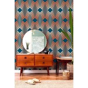 Borastapeter|Wallpaper retro geometric medallion organic waves|Wallpaper 2