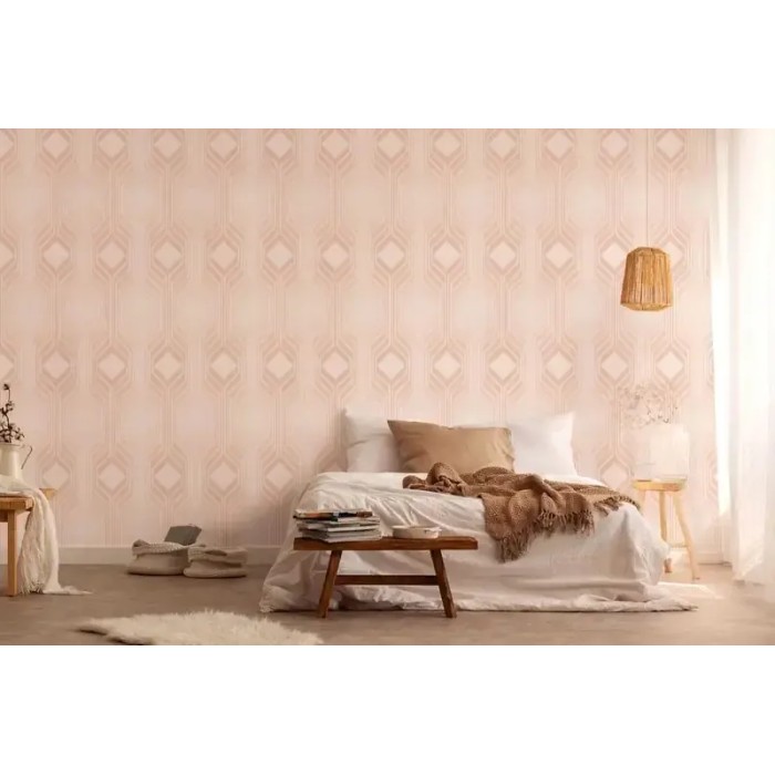 As Creation|Wallpaper retro-style pink and beige diamonds|Retro