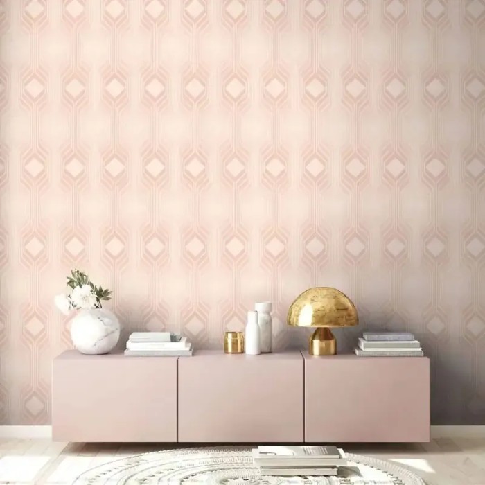 Papel pintado rombos estilo retro rosado, beige - As Creation Retro Chic 395325