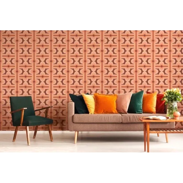 Papel pintado estilo retro años rojo y naranja - As Creation Retro Chic 395332