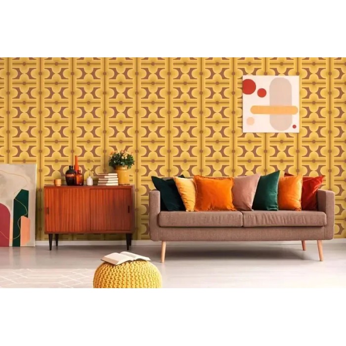 As Creation|Papel pintado geométrico estilo retro años amarillo|Retro