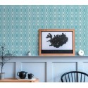 As Creation|Retro geometric psychedelic turquoise wallpaper|Retro