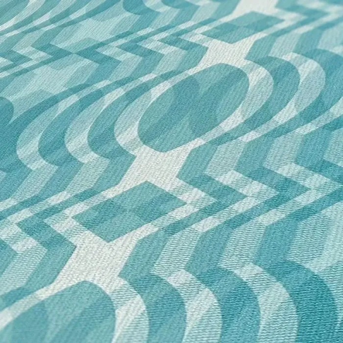 As Creation|Retro geometric psychedelic turquoise wallpaper|Retro