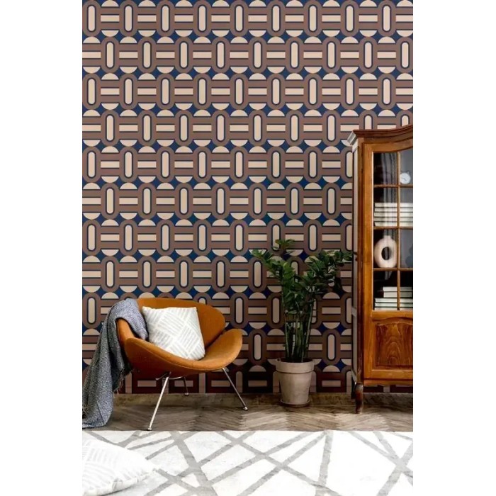 As Creation|Retros geometric wallpaper brown, blue|Retro