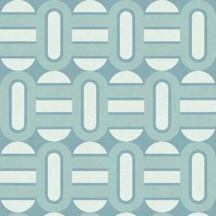 As Creation|Papel pintado retro años turquesa, óvalos geométricos|Juvenil