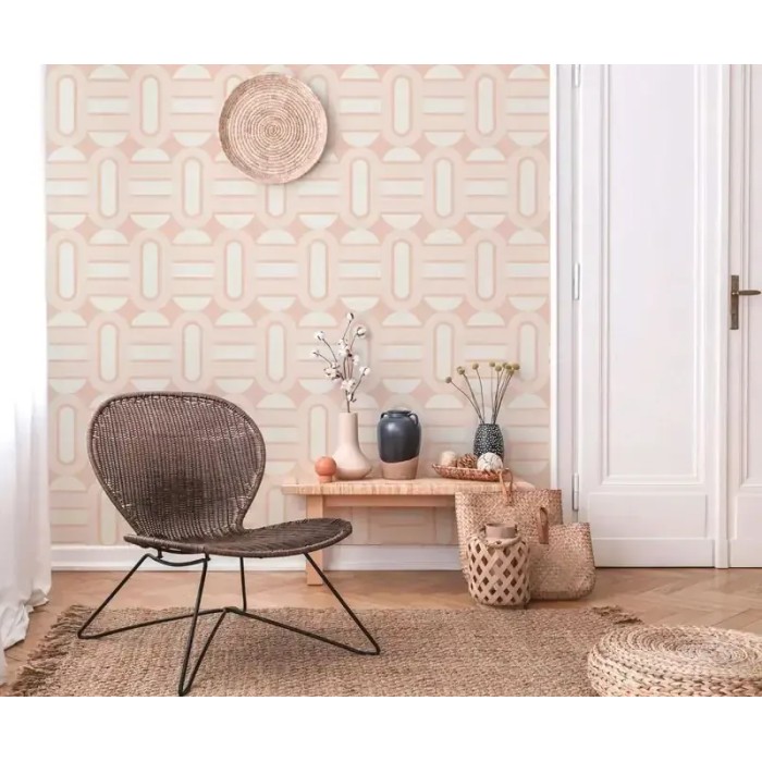 As Creation|Tapete geometrische Retroer rosa, beige|Retro