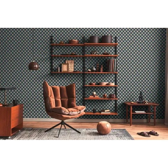 As Creation|Tapete Kreise Dots Retro-Stiler Jahre Blau|Retro