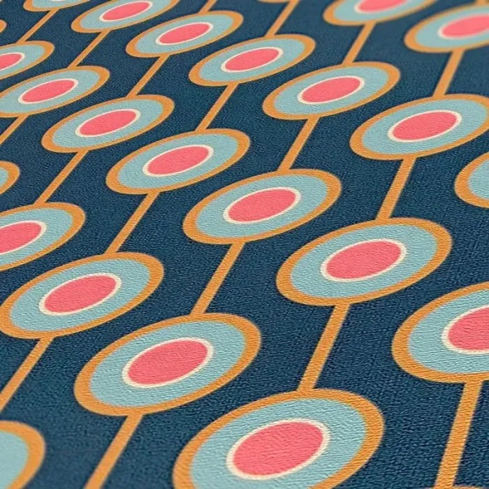 Papel pintado círculos dots estilo retro años azul - As Creation Retro Chic 395371
