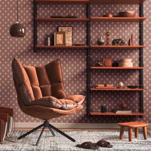Caselio|Tapete retro wellige grün-violette Streifen|Retro 2