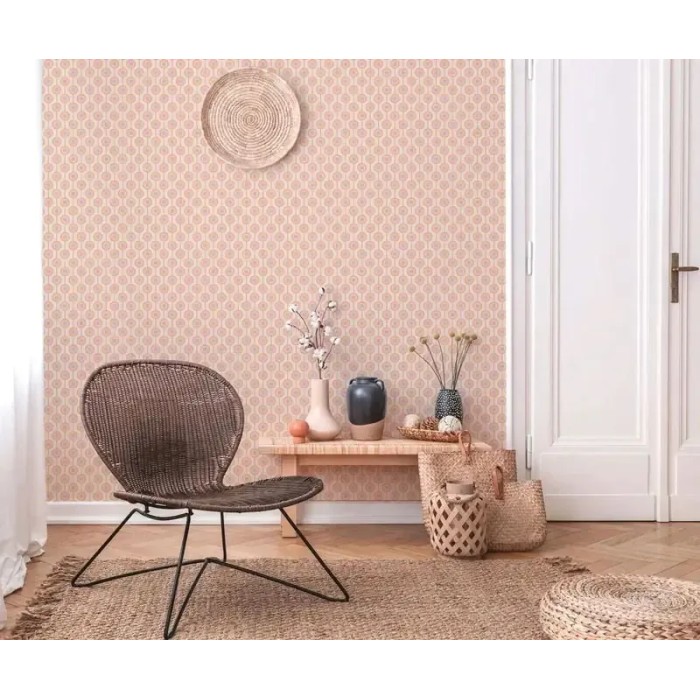 As Creation|Tapete Kreise im Retro-Stil in Beige und Orange|Retro