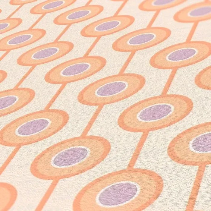 As Creation|Tapete Kreise im Retro-Stil in Beige und Orange|Retro