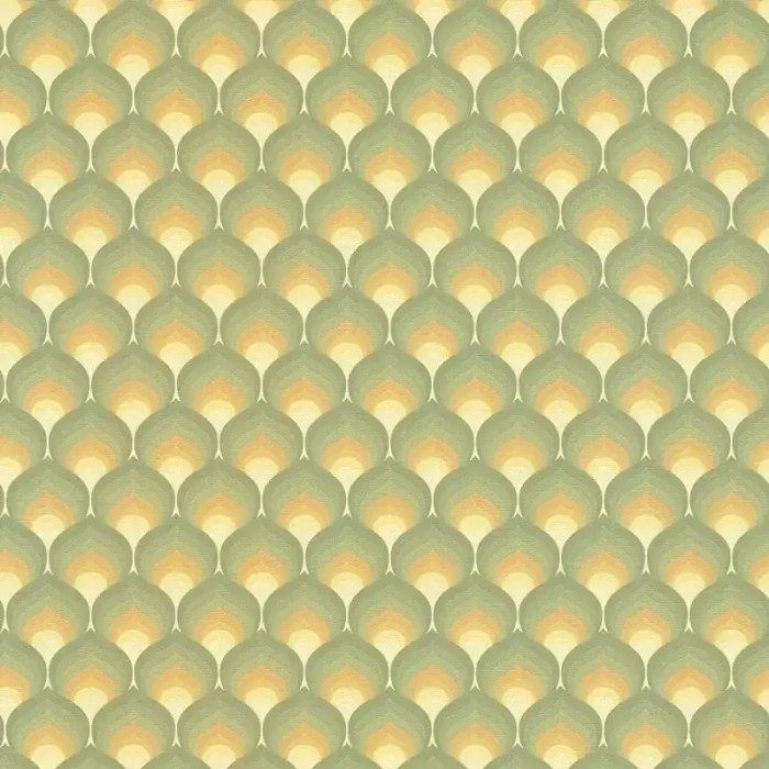 Papel pintado pluma pavo estilo retro verde - As Creation Retro Chic 395381