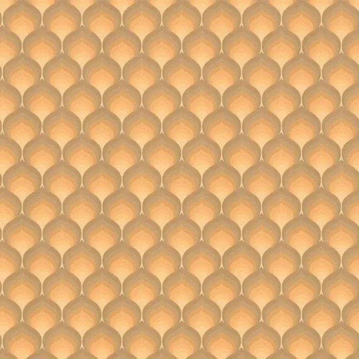 Papel pintado plumas pavo estilo retro marrón, naranja - As Creation Retro Chic 395384