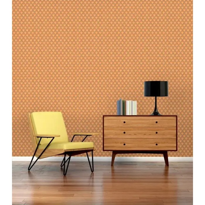 As Creation|Papier Peint plumes de dinde style rétro marron, orange|Rétro