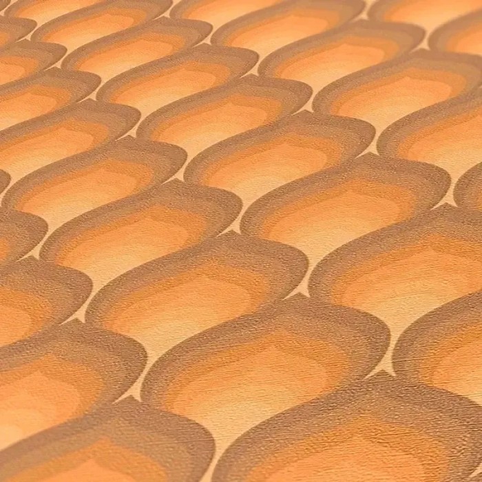 As Creation|Wallpaper feathers turkey retro style brown, orange|Retro