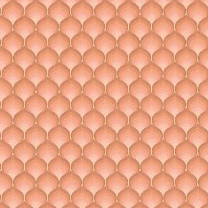 Papel pintado pluma pavo estilo retro salmón, naranja - As Creation Retro Chic 395385