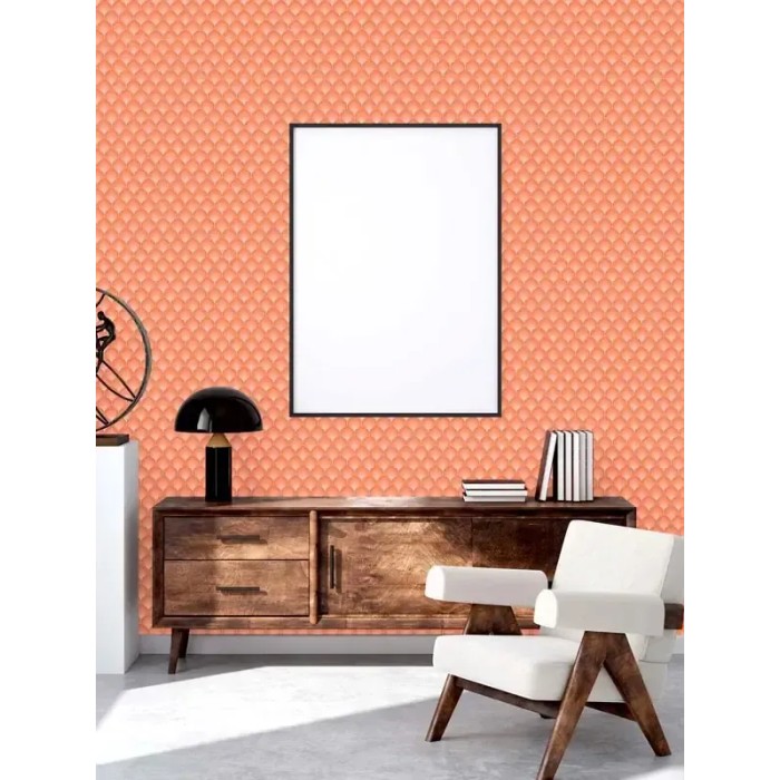 As Creation|Wallpaper retro style turkey feather, salmon, orange|Retro