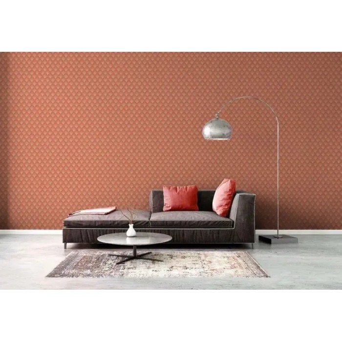 As Creation|Wallpaper retro style turkey feather, salmon, orange|Retro