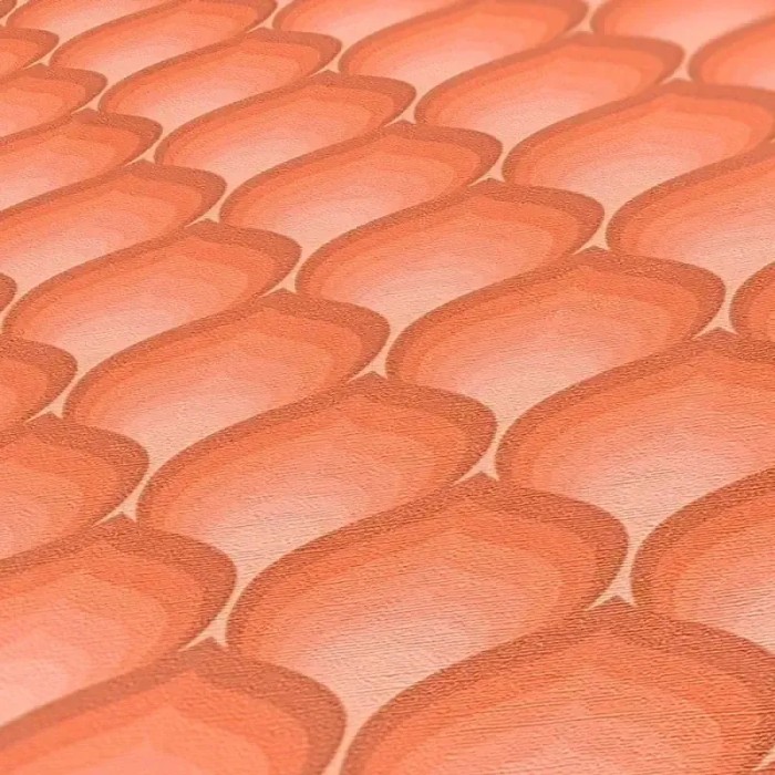 As Creation|Wallpaper retro style turkey feather, salmon, orange|Retro