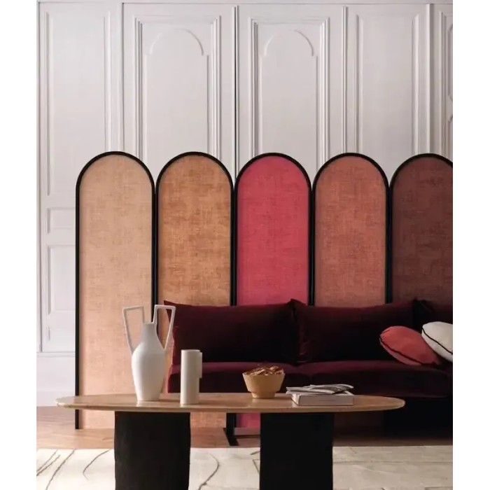 Papel pintado efecto textil aterciopelado naranja - Casamance Mouvements 74396798