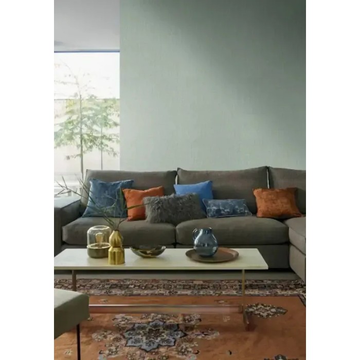 Casamance|Wallpaper knotted linen effect green|Fabric Imitation