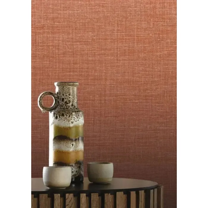 Casamance|Wallpaper knotted linen effect orange|Fabric Imitation