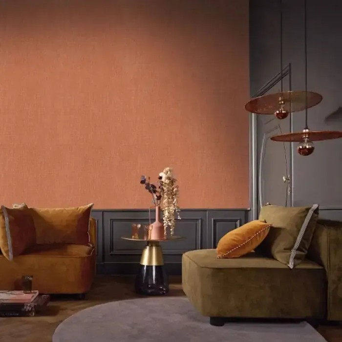 Casamance|Wallpaper knotted linen effect orange|Fabric Imitation