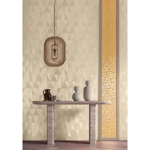 Caselio|Elegant geometric wallpaper in white and gold for living room|Modern 2