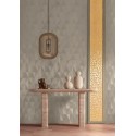 Casamance|Geometrische Tapete Rauten grau metallischer Glanz|Rhombus