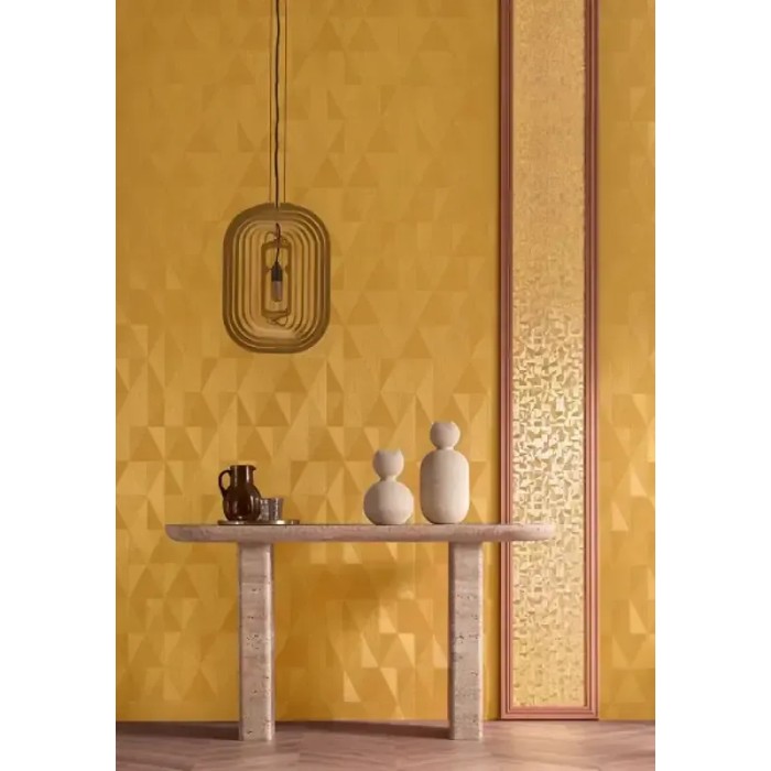 Casamance|Papier peint géométrique losanges jaune doré éclat métallique|Losanges
